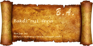 Bakányi Anna névjegykártya